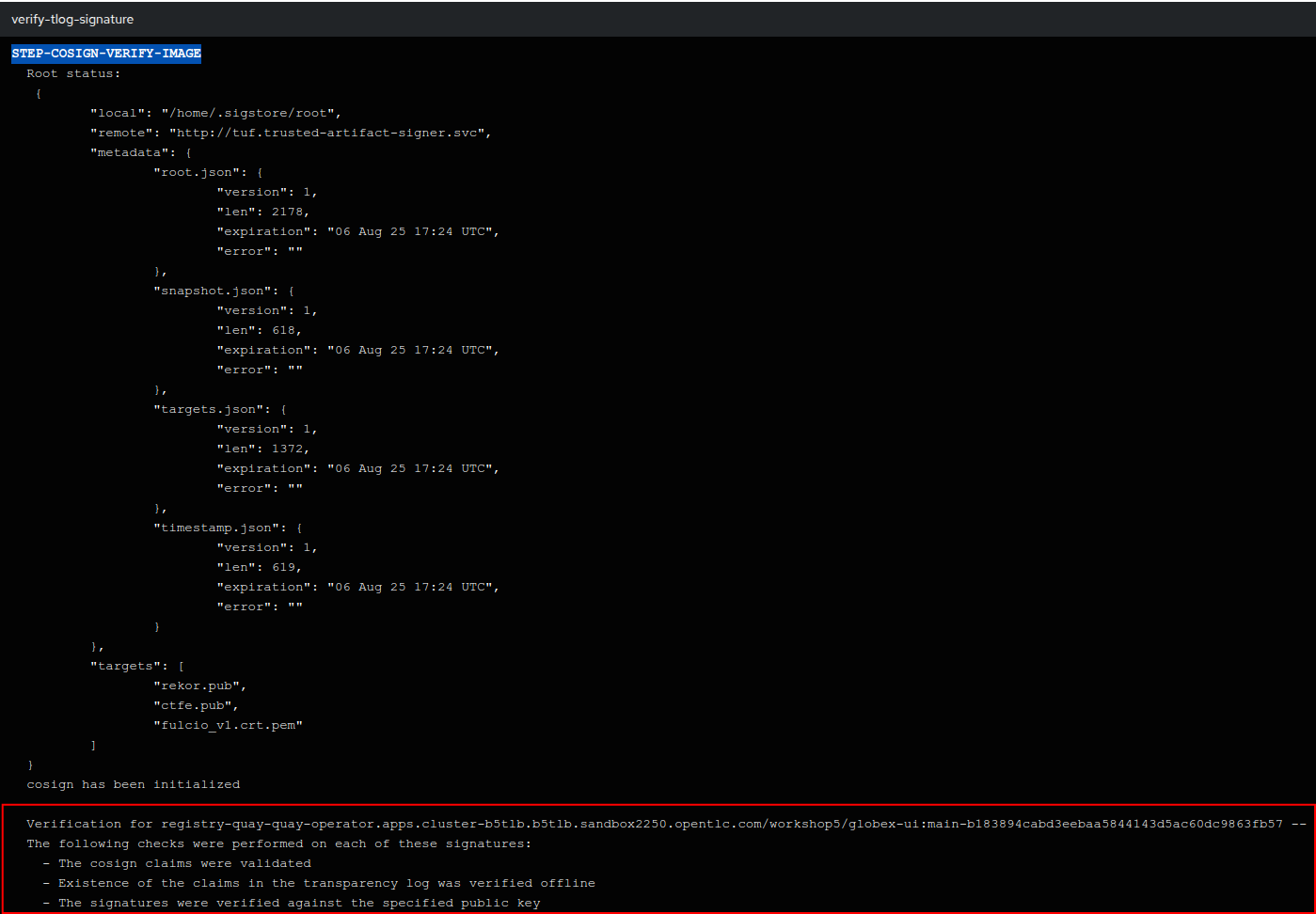 verify tlog signature log